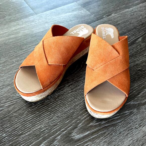 NWOB Sorel Women's Cameron Flatform Mule Sandals Desert Sun US 7 - Picture 8 of 16